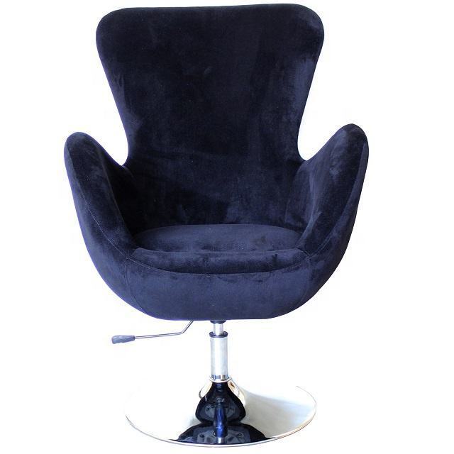 High quality Black velvet Single chairLuxury Leisure Single Accent Reception Side Lounge Egg Series Arm Chair