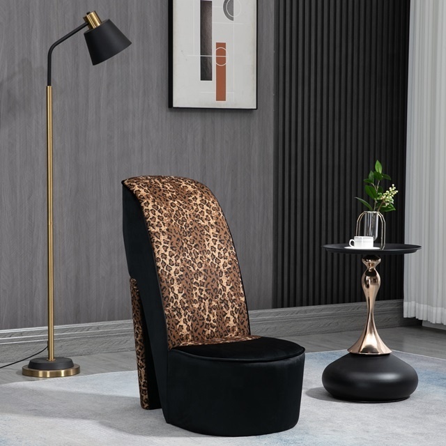 Wholesale Customized Modern Leopard Print Armless Accent High Heel Chair