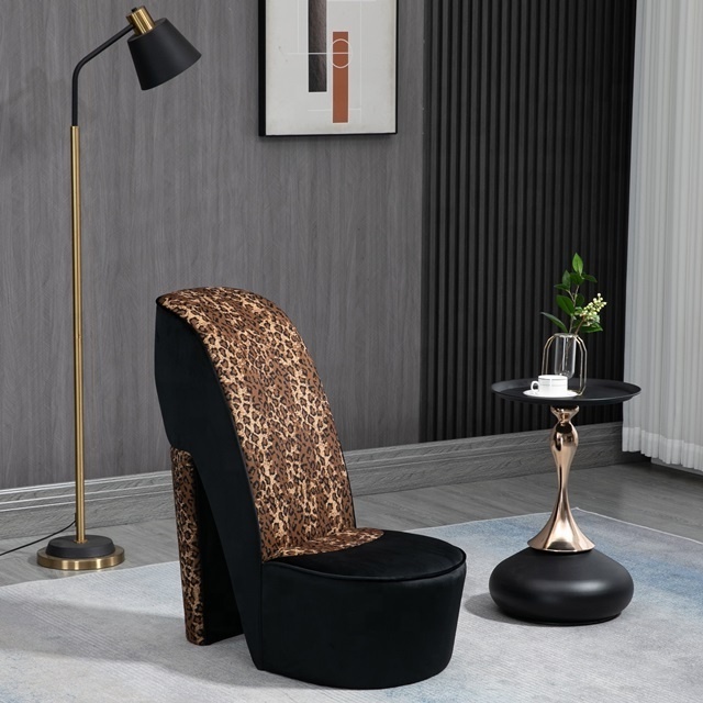 Wholesale Customized Modern Leopard Print Armless Accent High Heel Chair