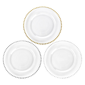 2023 Hot Golden Pearl Glass Plate Chargers Dinner Plates Glass Plates For Weddings