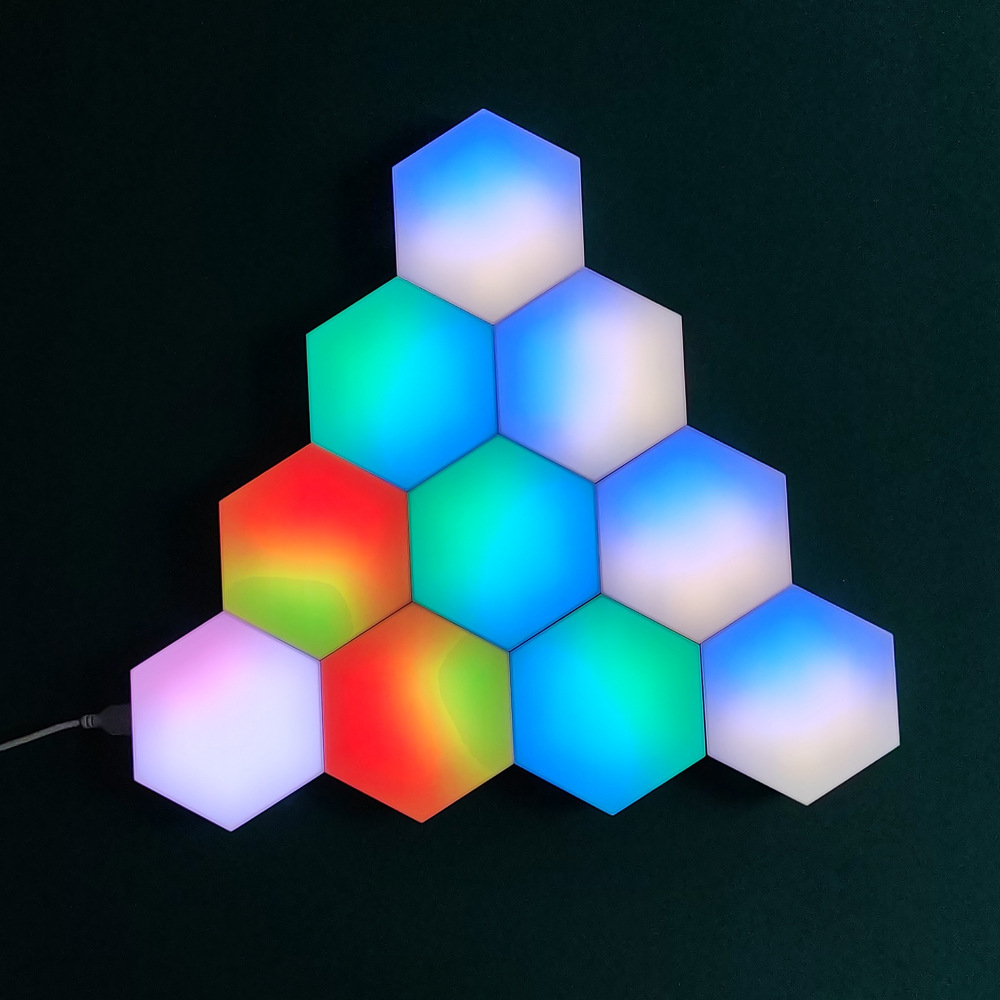 Gaming ambient light smart indoor decorative wall light hexagonal splicing bluetooth smart remote control pick up light