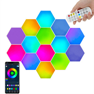 Smart Bluetooth Remote Control LED Ambient Light Modern Hexagonal Splicing Design for Gaming and Indoor Decorative Wall Light