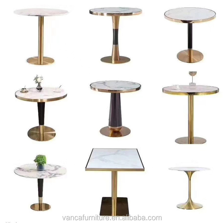 Marble Dining Table Snack Shop Table with Metal Base Wholesale Hot Sale Restaurant Modern Restaurant Furniture 10 PCS 15 Days