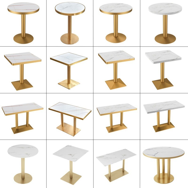 Marble Dining Table Snack Shop Table with Metal Base Wholesale Hot Sale Restaurant Dining Room Furniture Modern 10 PCS 15 Days