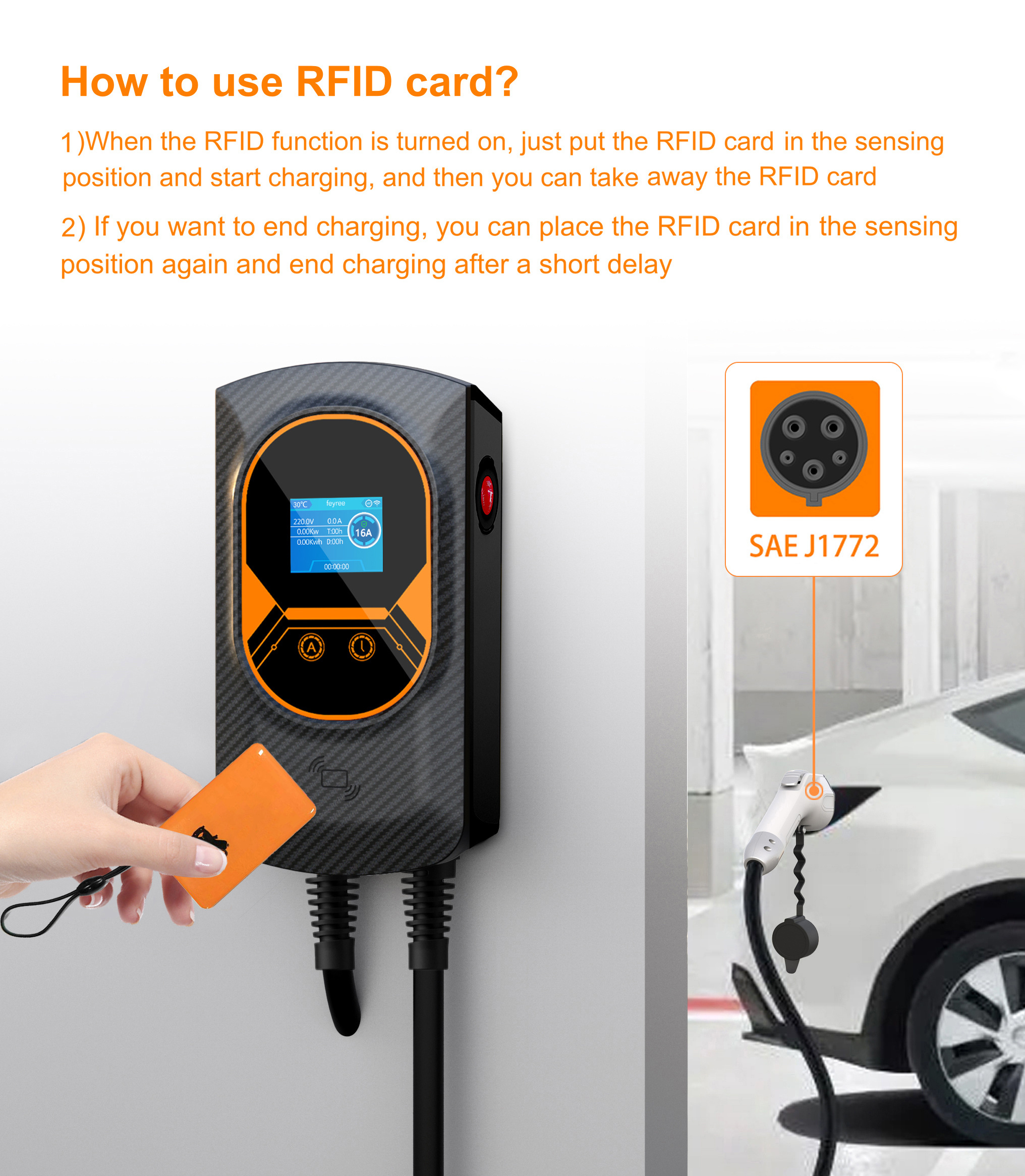 11kw 3 Phase High Quality EV Charger TYPE 2 Smart Professional Wallbox Electric Cars Charging Station Mobile APP RFID Card