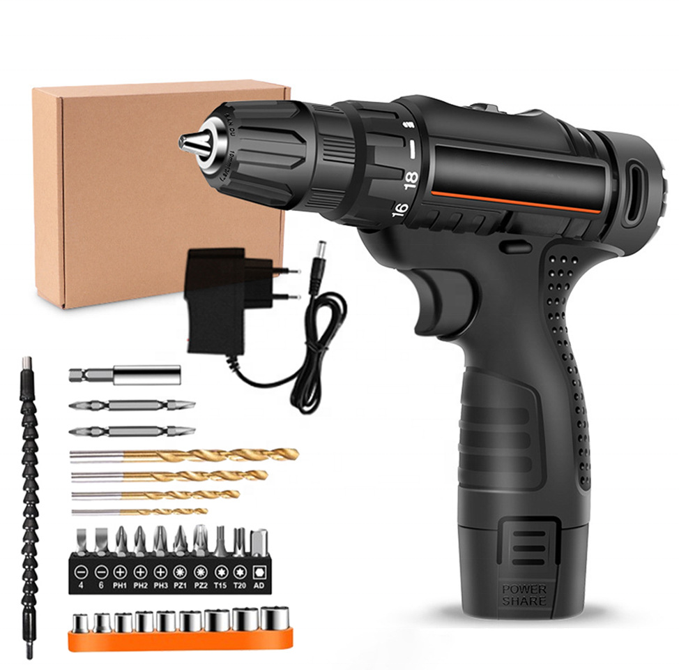 Cordless Power Tool 12v Wireless Rechargeable Cordless 10mm  Screwdriver Impact Driver Drill Set Lithium Handheld Power Drills