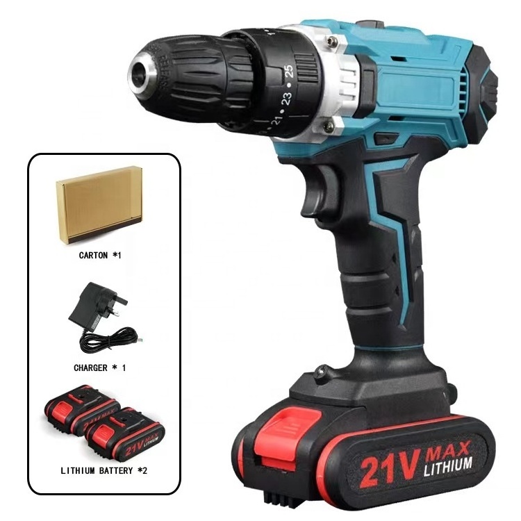 Factory Supply Power Craft Cordless Drill Multi Function 21V Electric Cordless Drill Tools Set 10MM Brushless Power Drill