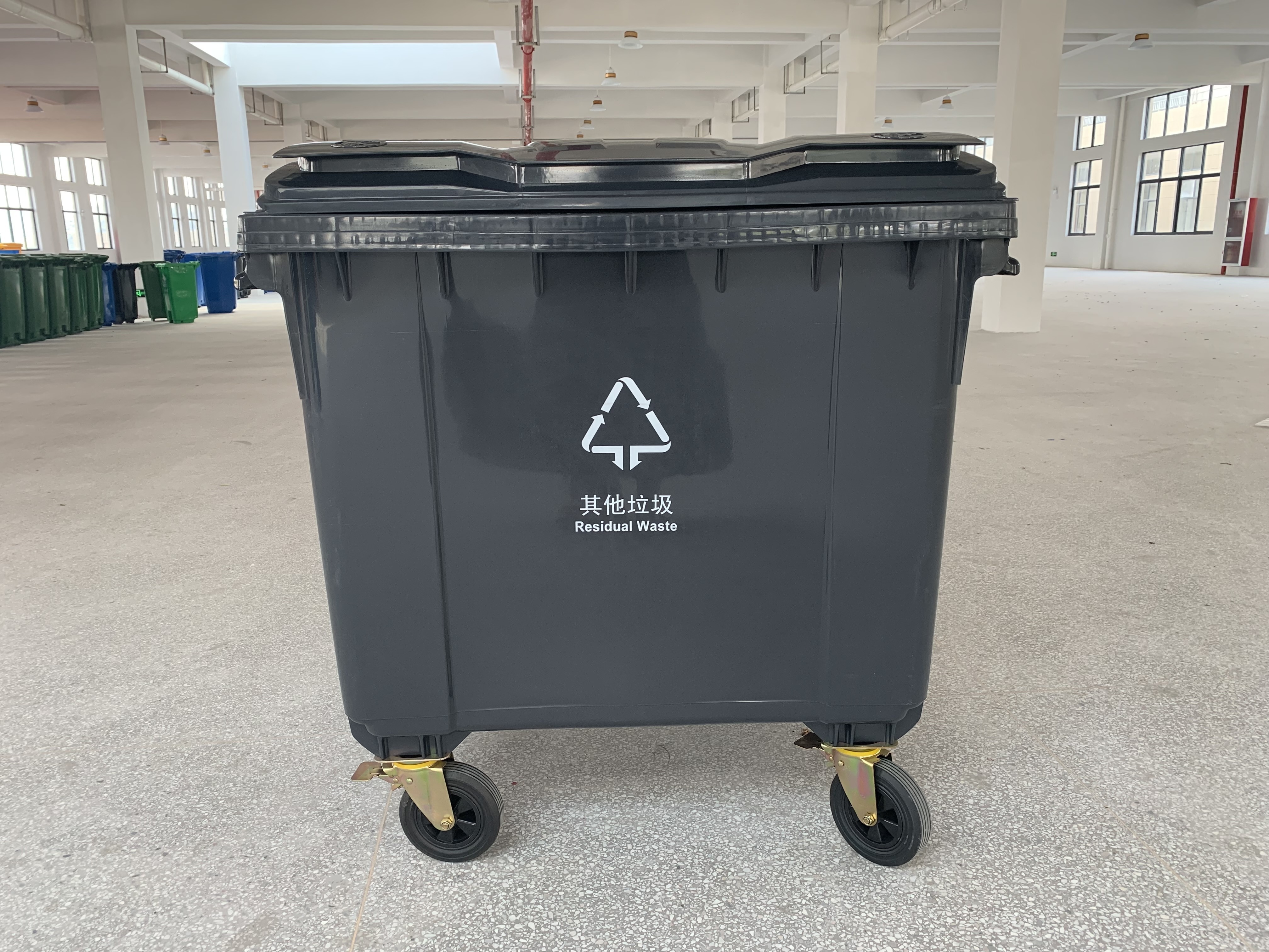 mobile garbage bins plastic trash can outdoor industrial waste bin waste container 1100l