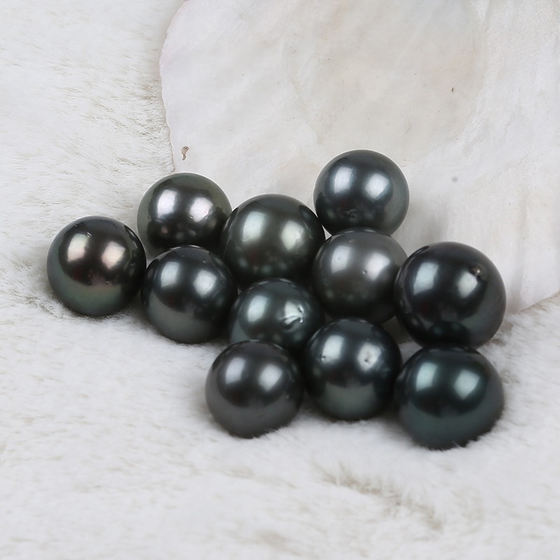 11-15mm Natural Black Tahitian Loose Pearl Jewelry Saltwater Round Pearls Wholesale