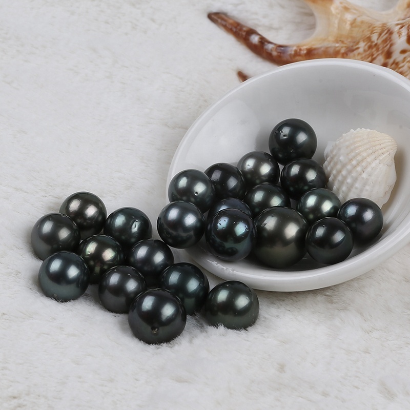 11-15mm Natural Black Tahitian Loose Pearl Jewelry Saltwater Round Pearls Wholesale