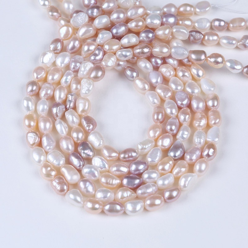 8-9mm Water White pink purple Freshwater Baroque Cultured Pearl Loose Beads 16