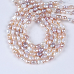 8-9mm Water White pink purple Freshwater Baroque Cultured Pearl Loose Beads 16"