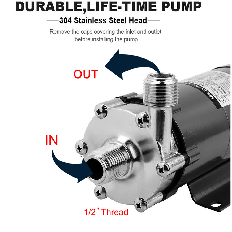 Homebrew Brewing Magnetic Water Pump MP-15RM 220V Food Grade 304 Stainless Steel High Temperature 140C 1/2