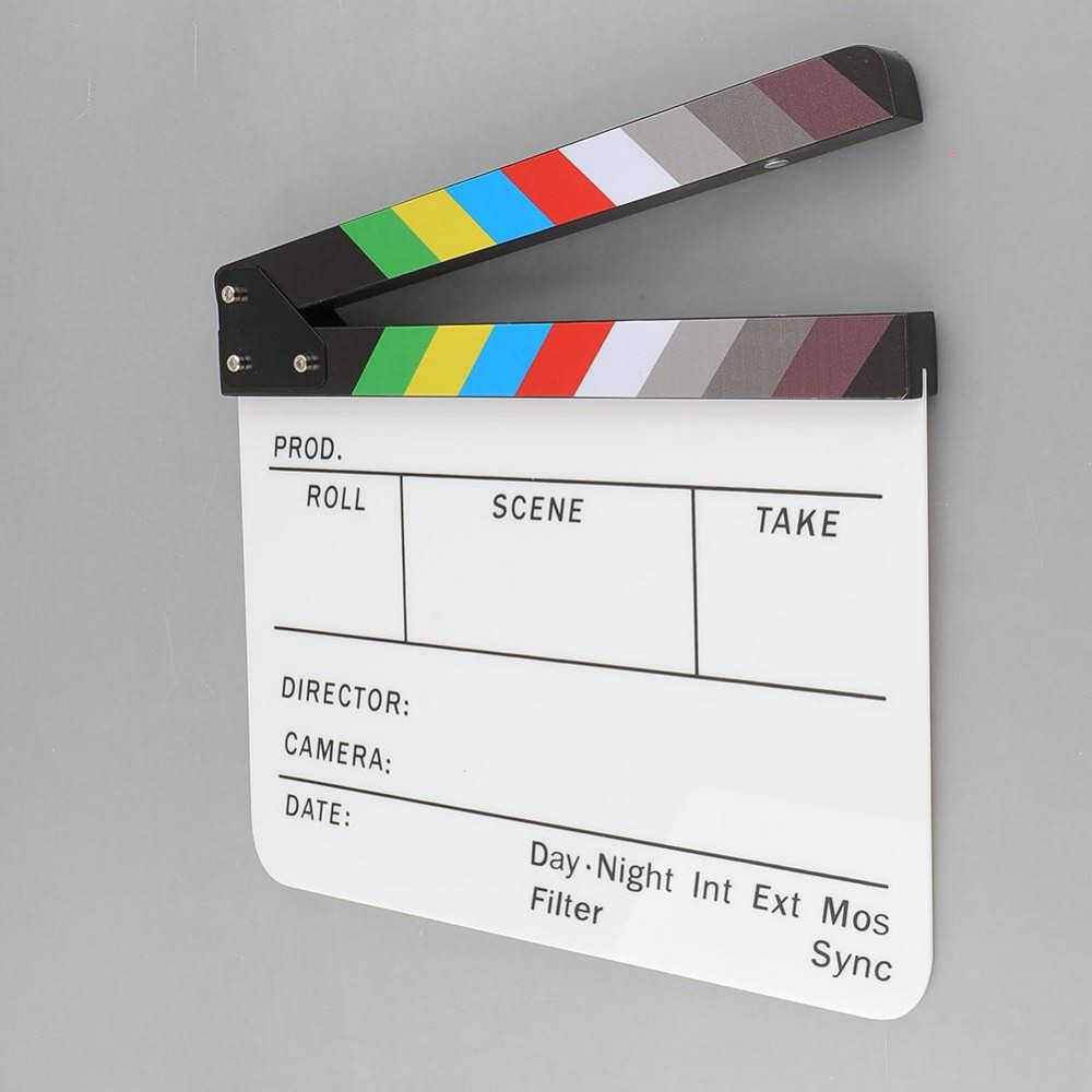 Movie Directors Clapboard, Photography Studio Video TV Acrylic Clapper Board Dry Erase Film Slate Cut Action Scene Clapper