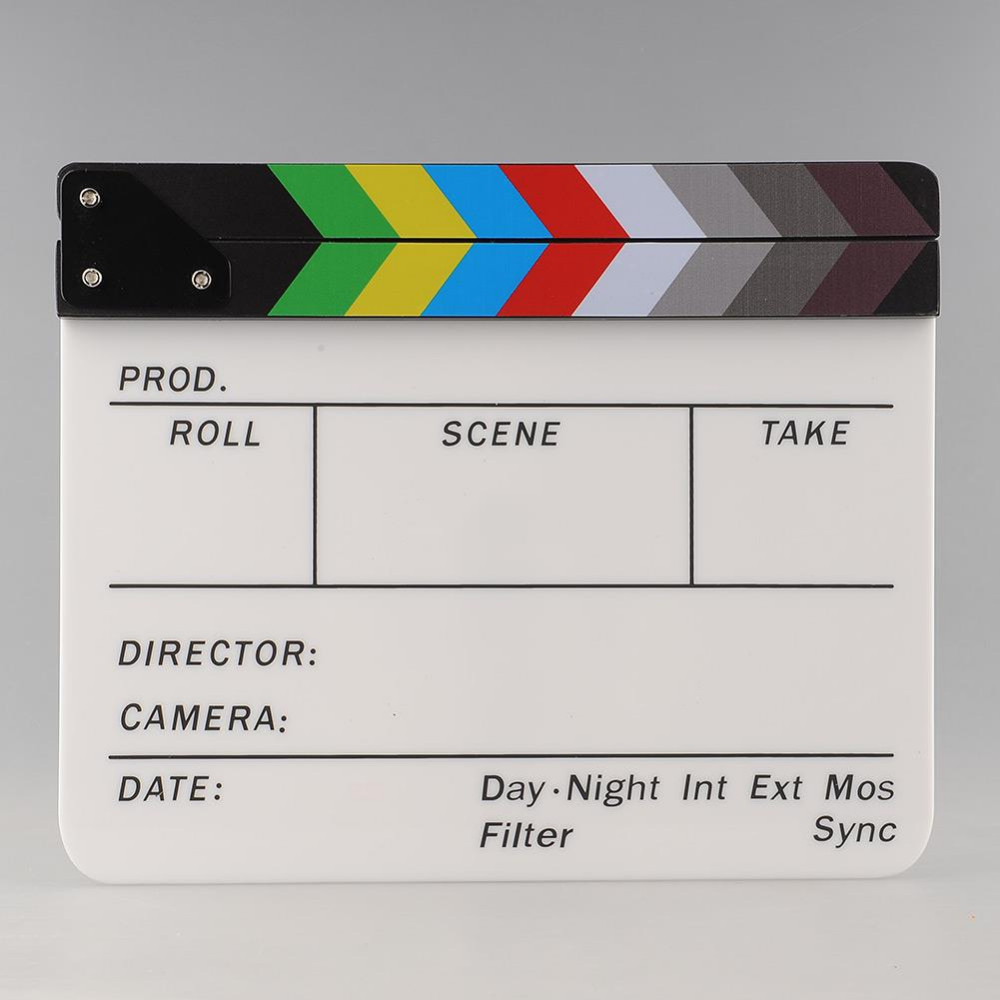 Movie Directors Clapboard, Photography Studio Video TV Acrylic Clapper Board Dry Erase Film Slate Cut Action Scene Clapper