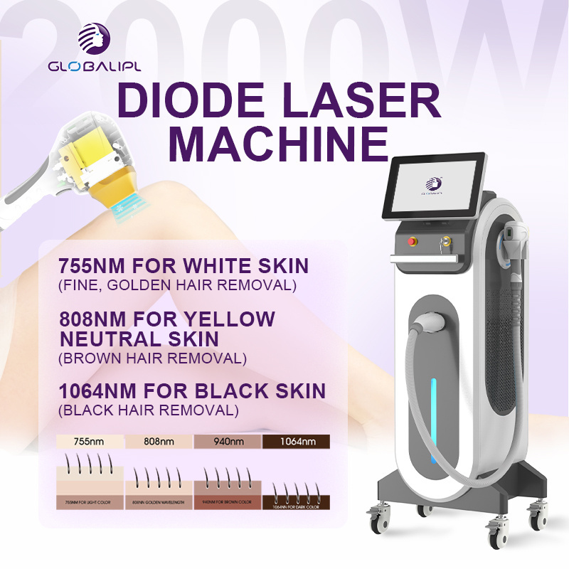 4000mw High Power 2024 High Quality 808 Diode Laser Hair Removal 808nm-diode-laser-3-in-1-755nm-808nm-1064nm 808 Diode Laser