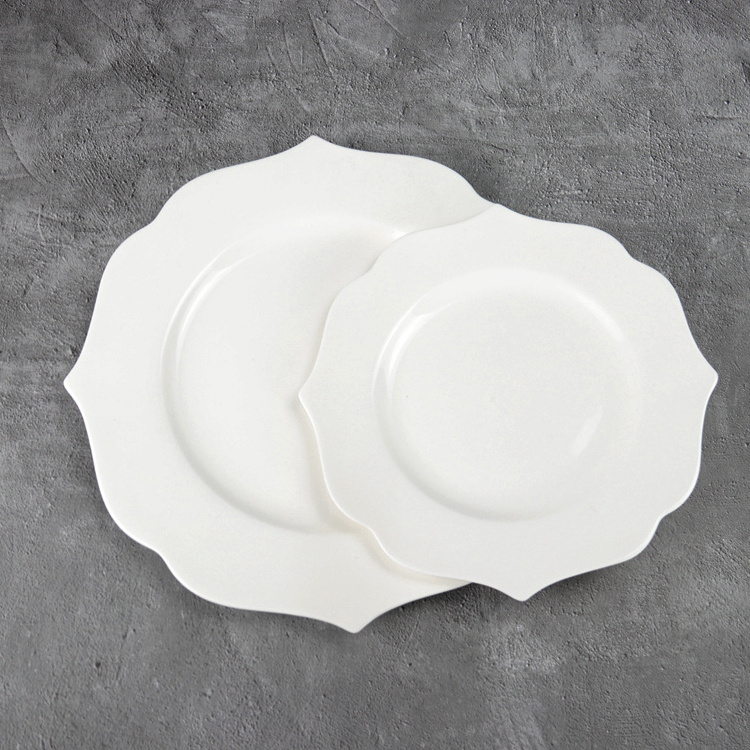 custom hot sale ceramic dinner plates cheap bulk flat white porcelain wedding oval decorative plate