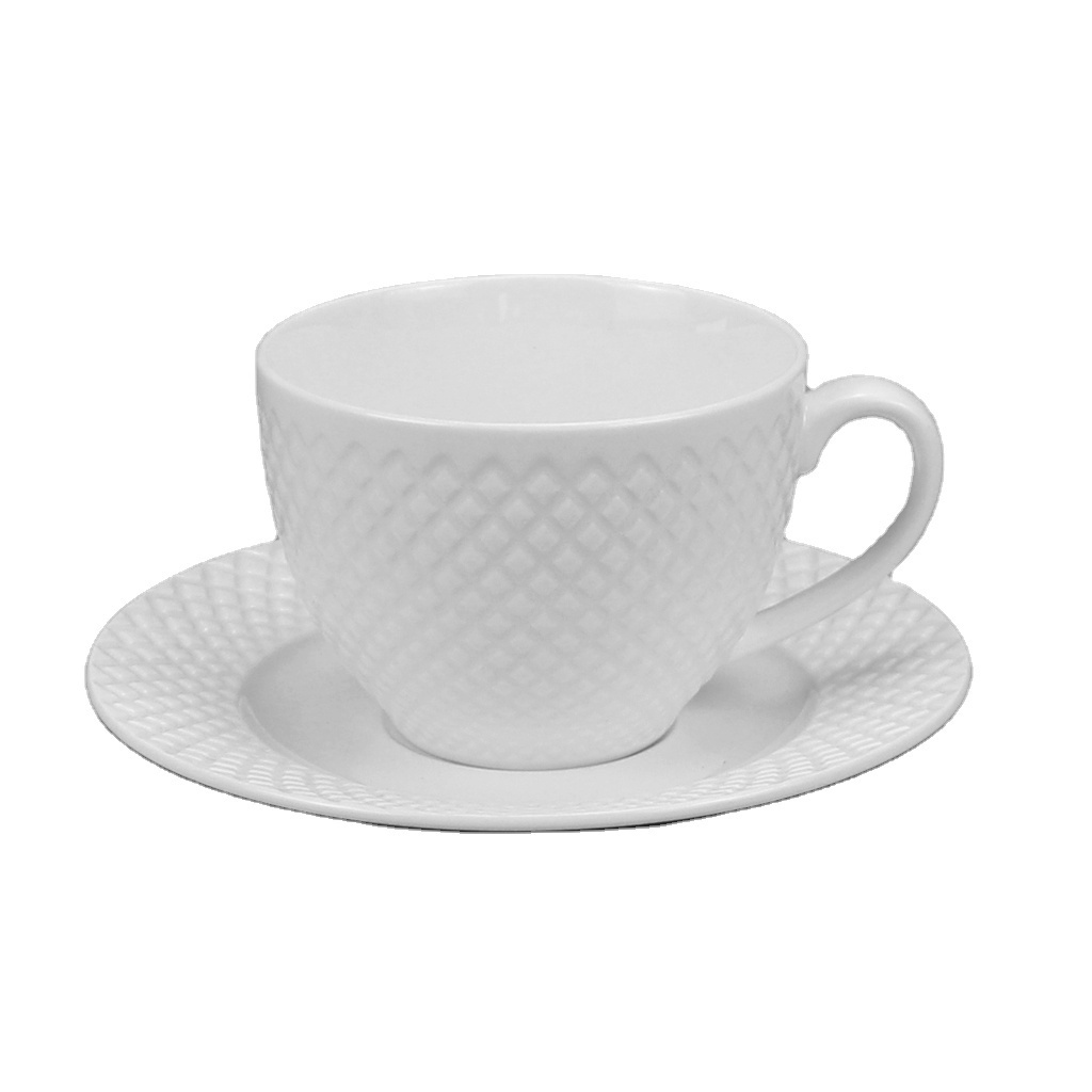 Custom porcelain luxury simple espresso coffee ceramic mug cup ceramic printed LOGO cappuccino cup and saucer set