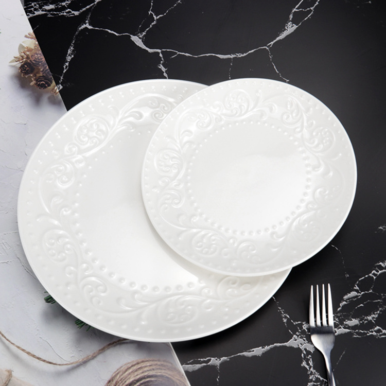 Custom chinese small plat dishes 10.5 inch Dessert Porcelain Bright White Nordic Round Restaurant Set Dinner Plates