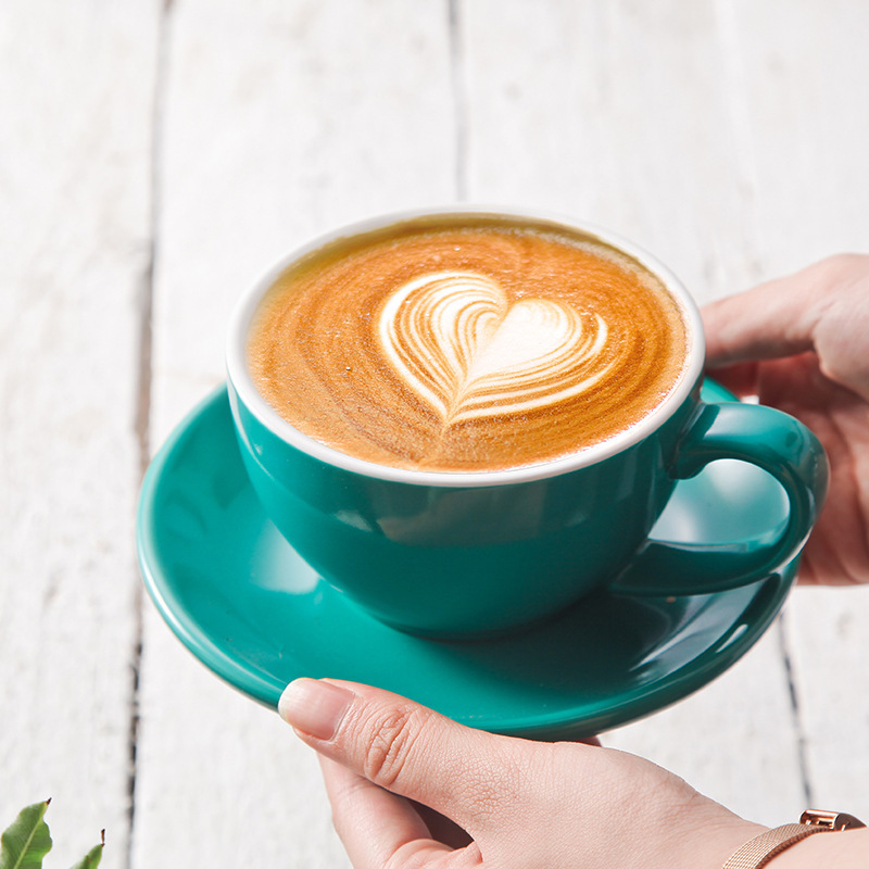 colorful porcelain coffee tea cup and saucer set