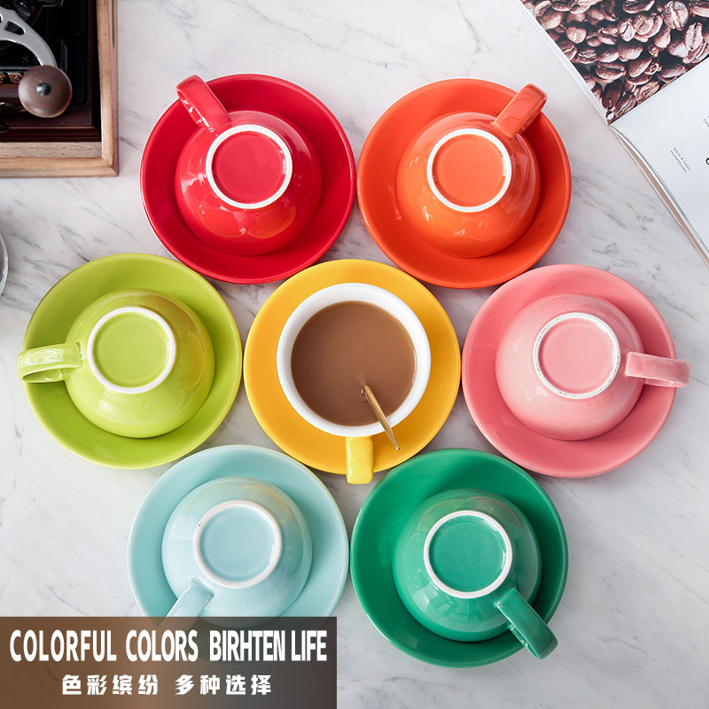 colorful porcelain coffee tea cup and saucer set