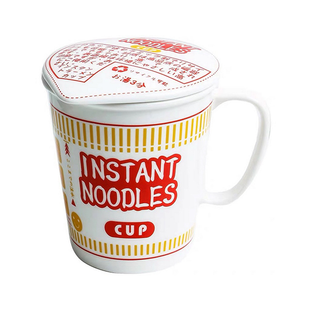 ins style creative instant noodle ceramic Cup bowl with cover bento box Student lunch box instant noodle Bowl soup Bowl set