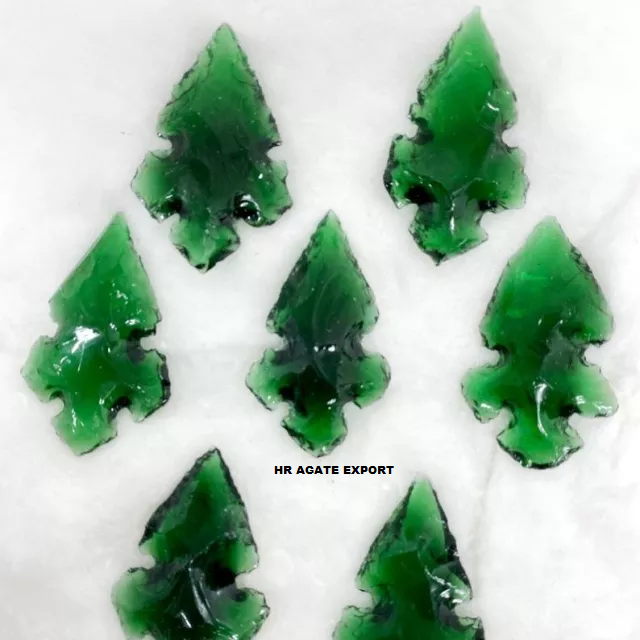 best selling natural agate stone crystals green glass healing stone handmade arrow arrowheads for sale