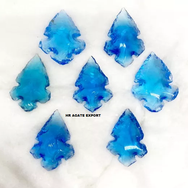 natural crystals healing stone best quality gemstone blue glass handmade arrow arrowheads for hunting