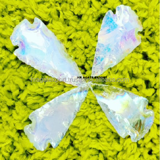 Beautiful Color Crystal Malty Stone Glass Crescent Arrow Arrowheads Agate Best Quality Crescent Arrowheads