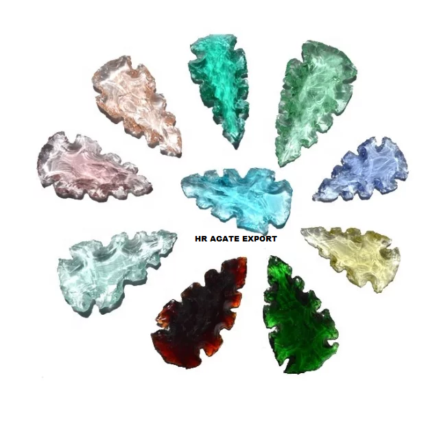 Beautiful Color Crystal Malty Stone Glass Crescent Arrow Arrowheads Agate Best Quality Crescent Arrowheads