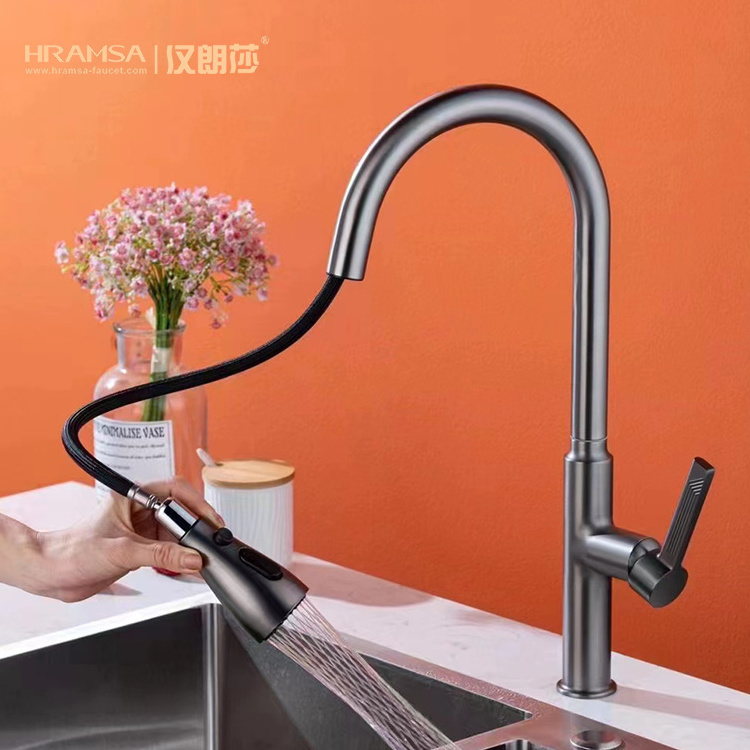 Wholesale Stainless Steel 360 Swivel Pull Down Spray Goose neck Sink Mixer Faucet Taps Kitchen Faucet