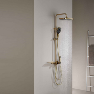 New Design Bath Faucet Automatic Bathroom Wall Mounted Brush Gold Thermostatic Shower Set