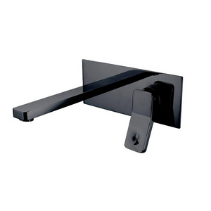 Modern Solid Brass Wall Mounted Basin Sink Black Faucet Mixer Tap