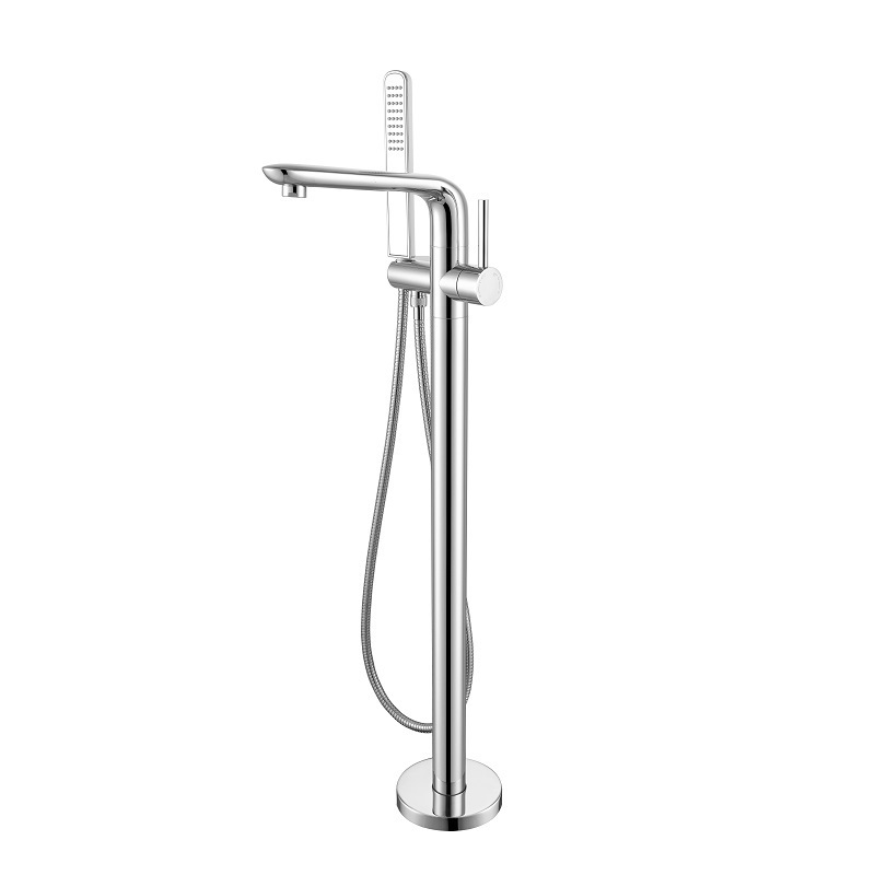 Waterfall Floor Mount Free Standing Bathroom Chrome Bath Tub Water Bathtub Faucets