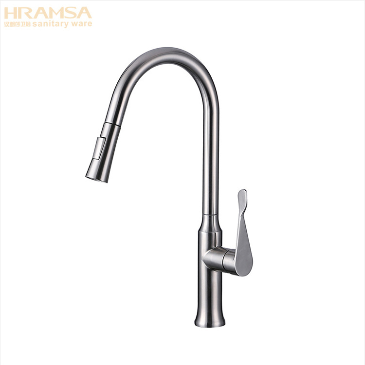 Brushed Nickel SUS 304 Bathroom Flexible Spout Hose Rotatable Faucet Kitchen Mixer Tap