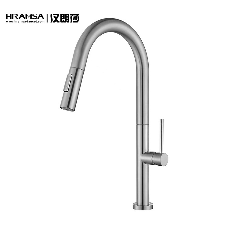 Brushed Nickel SUS 304 Bathroom Flexible Spout Hose Rotatable Faucet Kitchen Mixer Tap