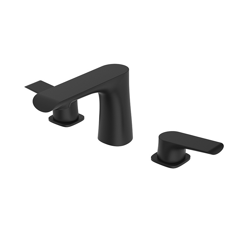 Kaiping sanitary ware 3 holes faucets deck mount matte black mixer tap bathroom basin faucet