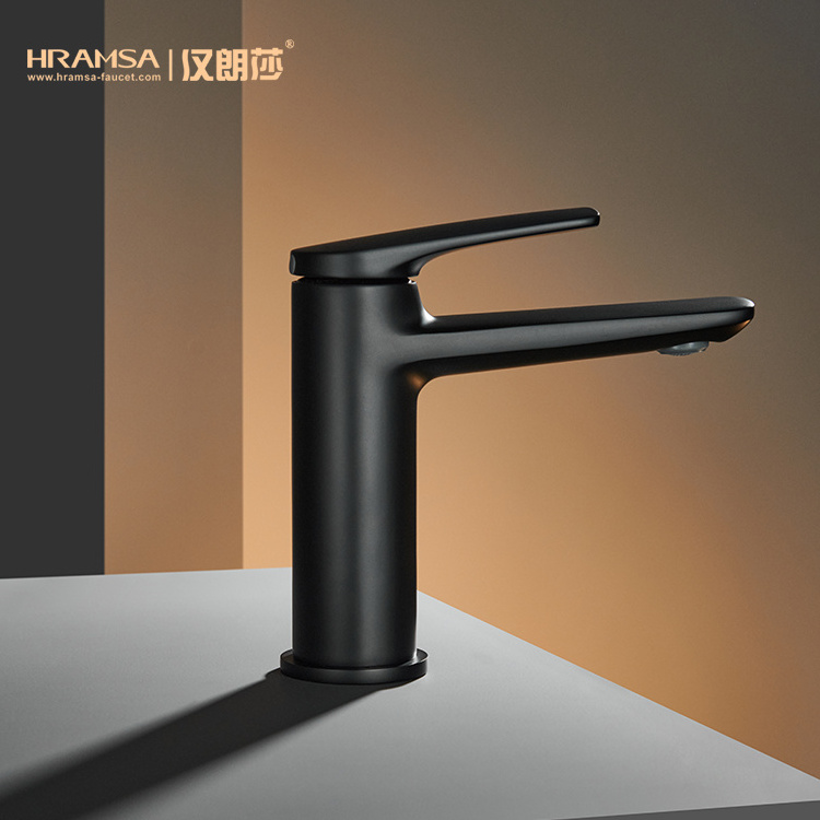 High End Design Single Hole Black Hot And Cold Water Tap Wash Basin Faucet