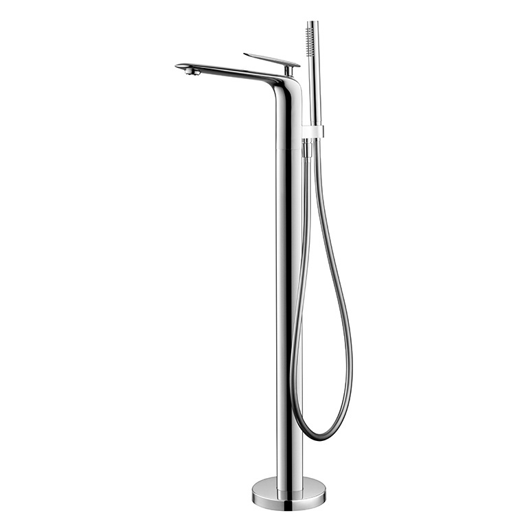 OEM Chuveiro Ducha Floor Standing Mounted Bathtub Water Mixer Shower Set Freestanding Floor Stand Brushed Tub Faucet