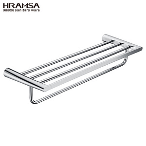 Chrome Towel Shelf With Double Bar Bathroom Hook 16 Inch Stainless Steel Modern Wall Mount Towel Rack