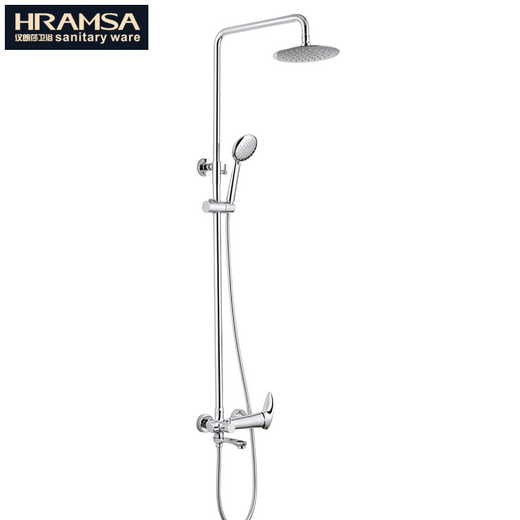 Exposed Shower System Polish Chrome Bathroom Shower Set 8 Inch Rainfall Shower Head with Wall Mounted