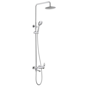 Exposed Shower System Polish Chrome Bathroom Shower Set 8 Inch Rainfall Shower Head with Wall Mounted