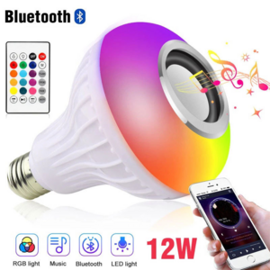 Color Changing Light Bulb Bluetooth Speaker Multicolor Decorative Bulb RGB with Remote Control for Party Home 12W RGB E27 Music