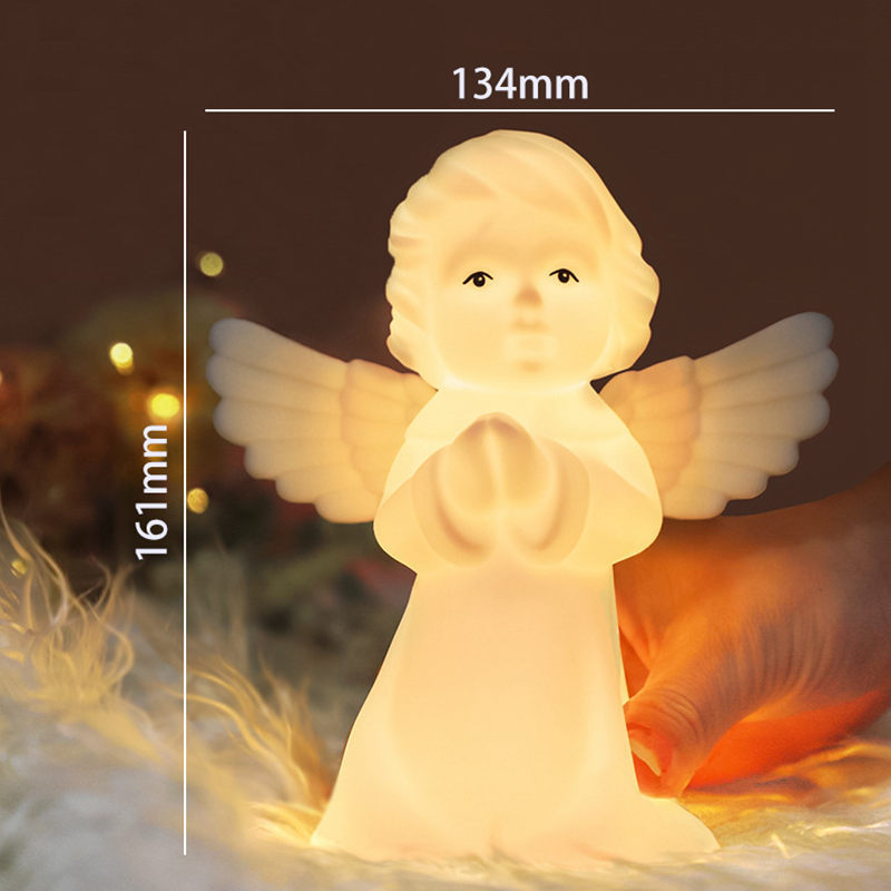 LED Cherub Night Light USB Rechargeable RGB Nightlights Silicone Pat Control Angel Bedside Lamp Gift for Child Birthday