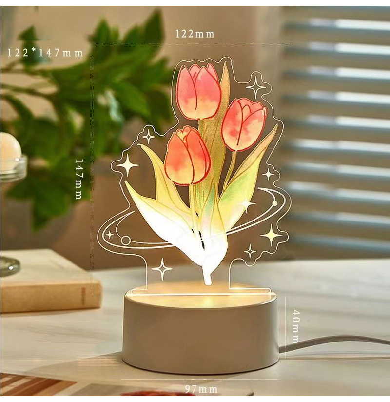 Tulip Nightlight Bedside Rose Ambiance Light Creative Valentine Gift Acrylic Rose Night Light