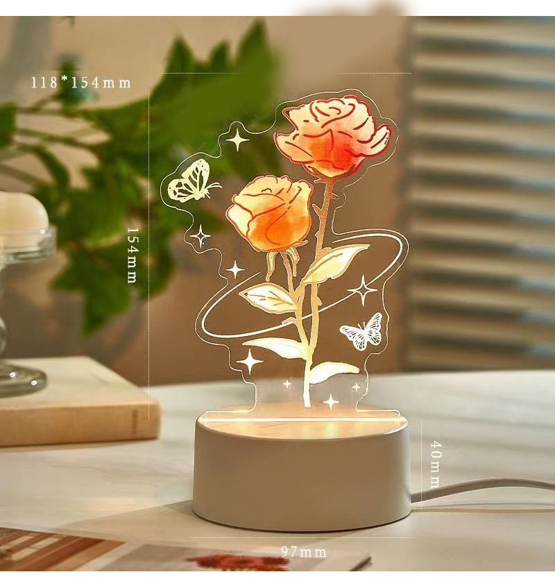 Tulip Nightlight Bedside Rose Ambiance Light Creative Valentine Gift Acrylic Rose Night Light