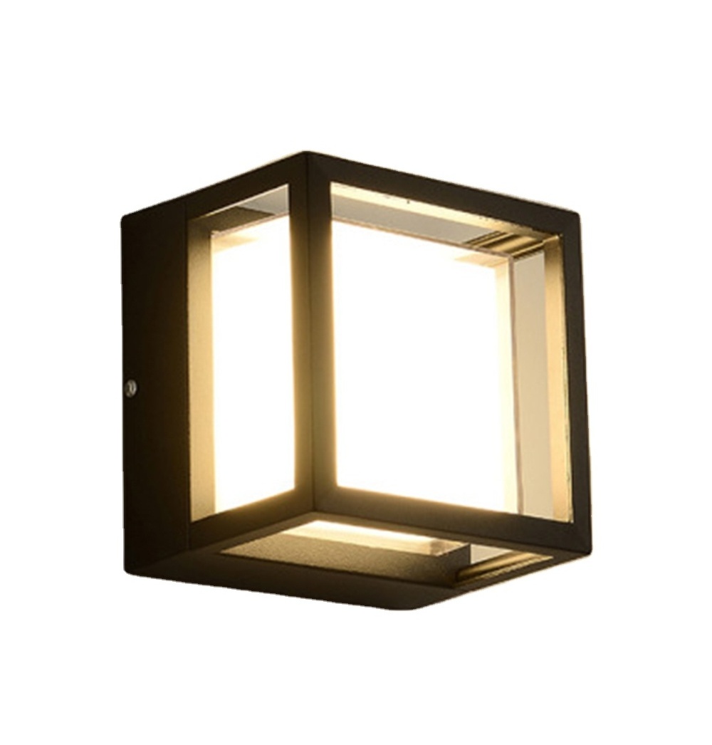 Simple LED Outdoor Wall Lamp Acrylic Waterproof Outdoor Sconces Exterior Corridor Courtyard Hotel Wall Light Square Warm White