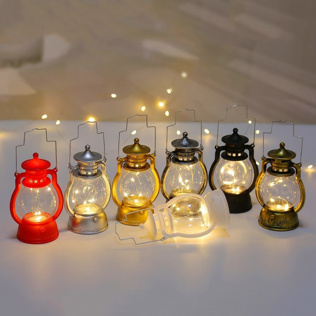 Retro Portable Lantern LED Night Light Halloween Pumpkin Oil Lamp Kids Bedroom Decor Christmas Ornament Pony Light Neon Lights