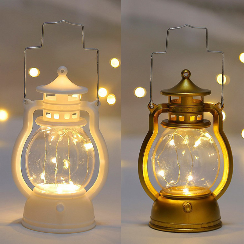 Retro Portable Lantern LED Night Light Halloween Pumpkin Oil Lamp Kids Bedroom Decor Christmas Ornament Pony Light Neon Lights