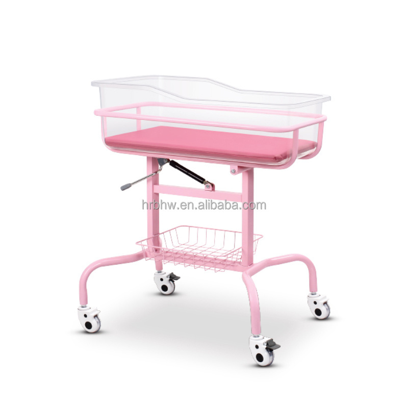 China Hospital Baby Bed Powder Coating Adjustable Baby Cot